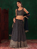 Lovely Blue Sequins Georgette Party Wear Lehenga Choli With Dupatta - Zeel Clothing