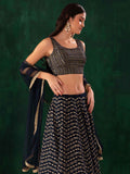 Lovely Blue Sequins Georgette Party Wear Lehenga Choli With Dupatta - Zeel Clothing
