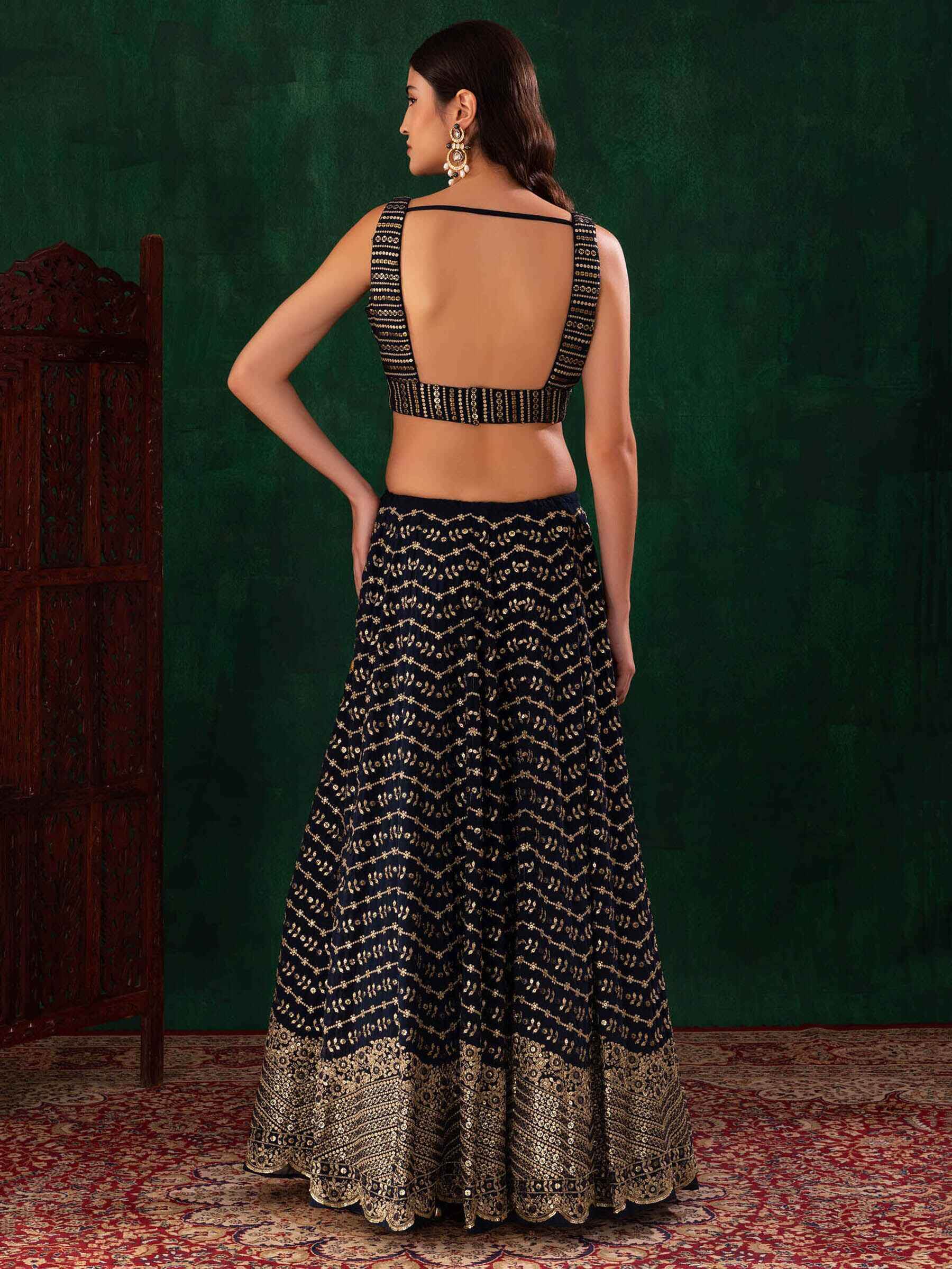 Lovely Blue Sequins Georgette Party Wear Lehenga Choli With Dupatta - Zeel Clothing