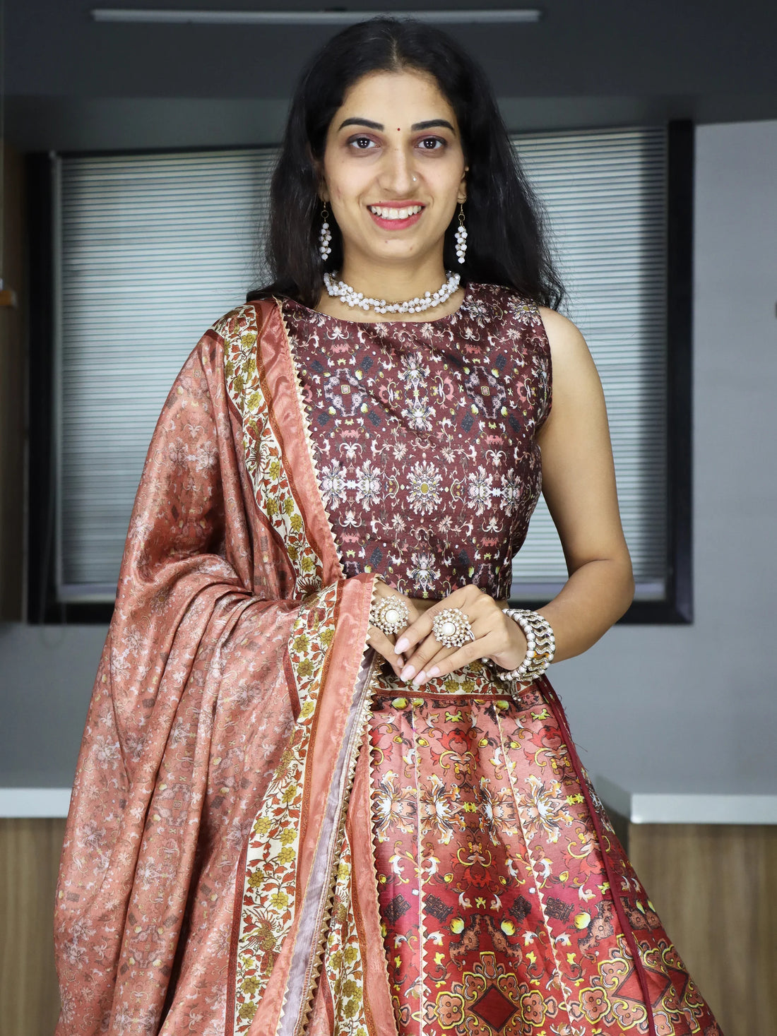 Lovely Brown Digital Printed Art Silk Lehenga Choli With Dupatta - Zeel Clothing