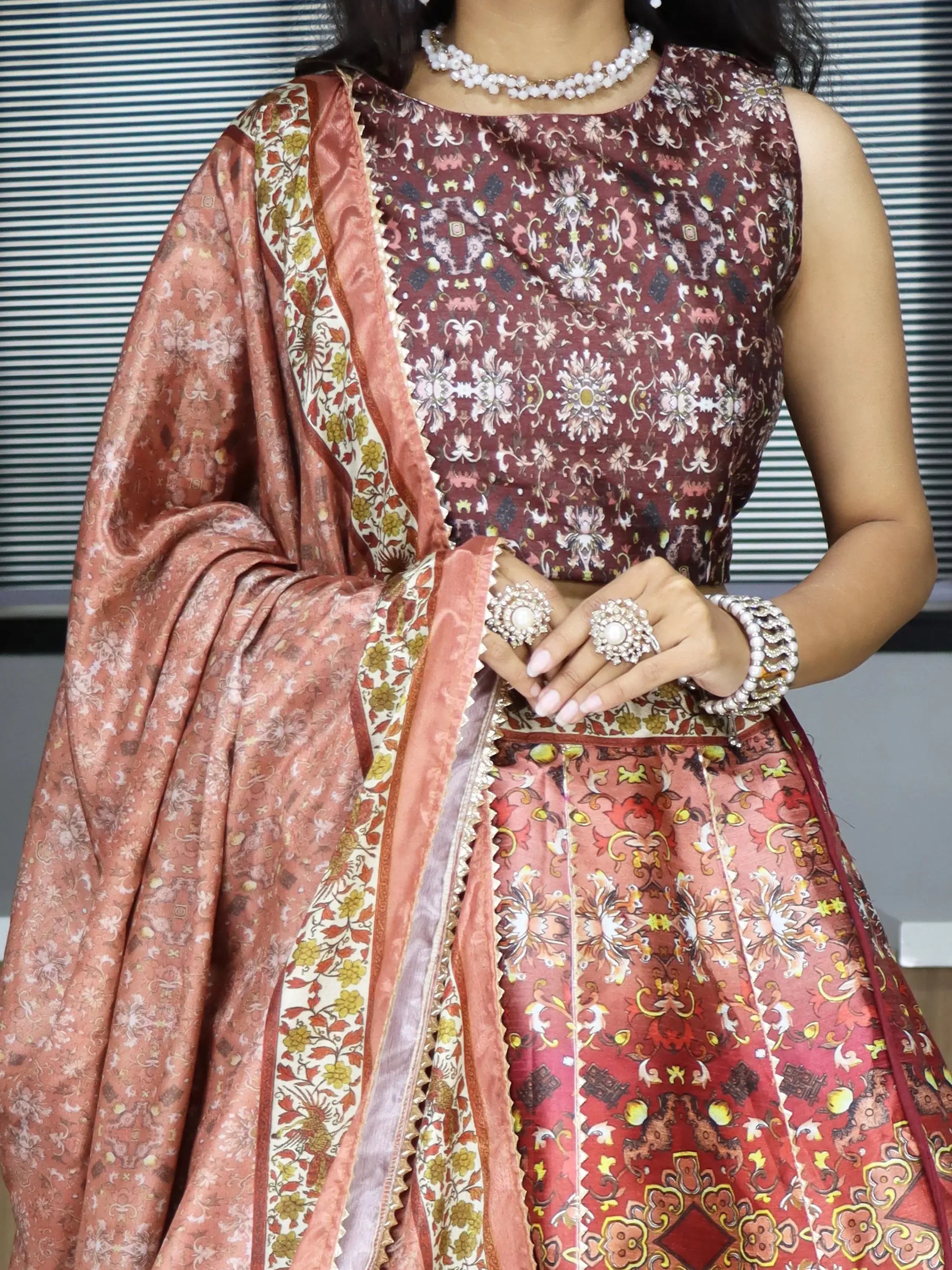 Lovely Brown Digital Printed Art Silk Lehenga Choli With Dupatta - Zeel Clothing