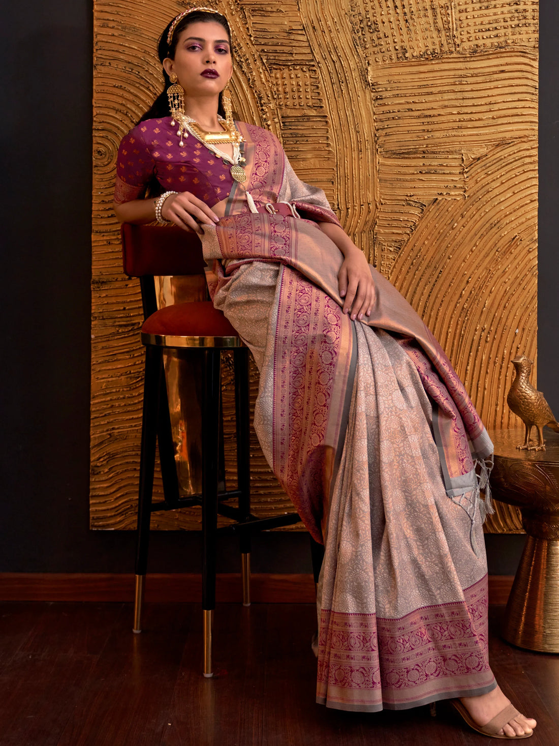 Lovely Dusty Pink Weaving Silk Festive Wear Saree With Blouse - Zeel Clothing