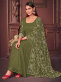 Lovely Green Embroidered Georgette Anarkali Suit With Dupatta - Zeel Clothing