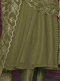 Lovely Green Embroidered Georgette Anarkali Suit With Dupatta - Zeel Clothing