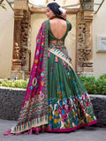 Lovely Green Kalamkari Printed Silk Navratri Wear Lehenga Choli - Zeel Clothing