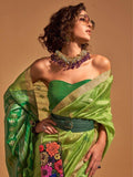 Lovely Green Zari Weaving Silk Mehendi Wear Saree With Blouse - Zeel Clothing