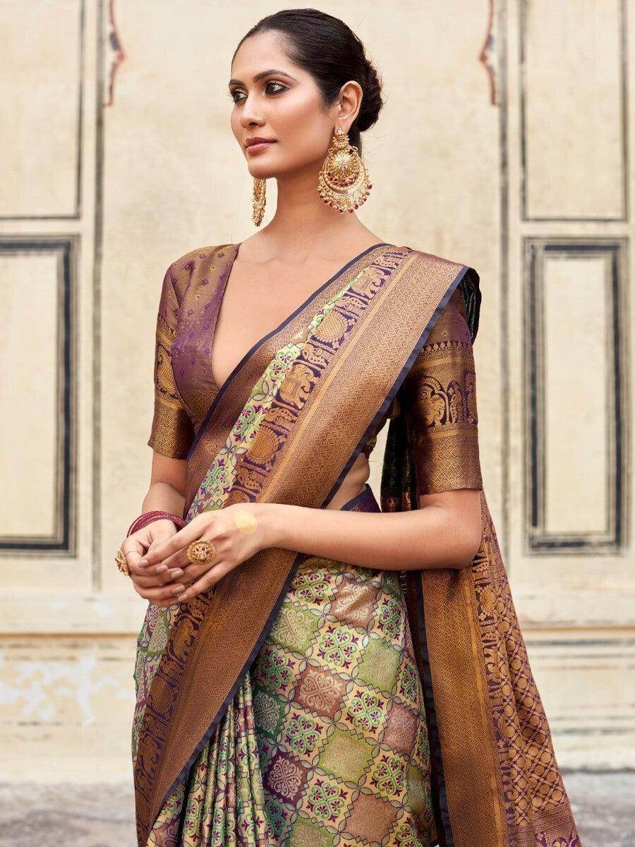 Lovely Green Zari Weaving Silk Traditional Saree With Blouse - Zeel Clothing
