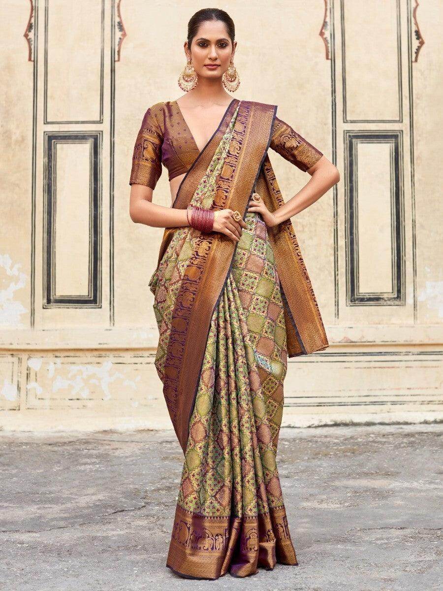 Lovely Green Zari Weaving Silk Traditional Saree With Blouse - Zeel Clothing