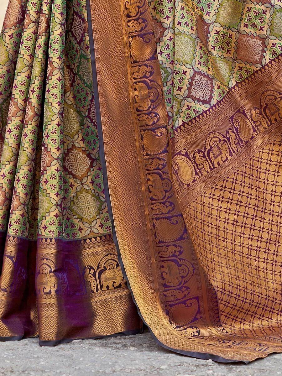 Lovely Green Zari Weaving Silk Traditional Saree With Blouse - Zeel Clothing