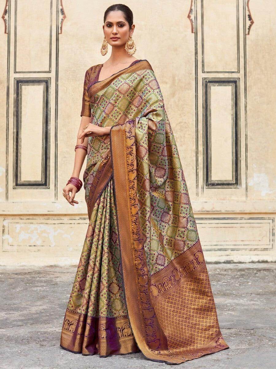 Lovely Green Zari Weaving Silk Traditional Saree With Blouse - Zeel Clothing
