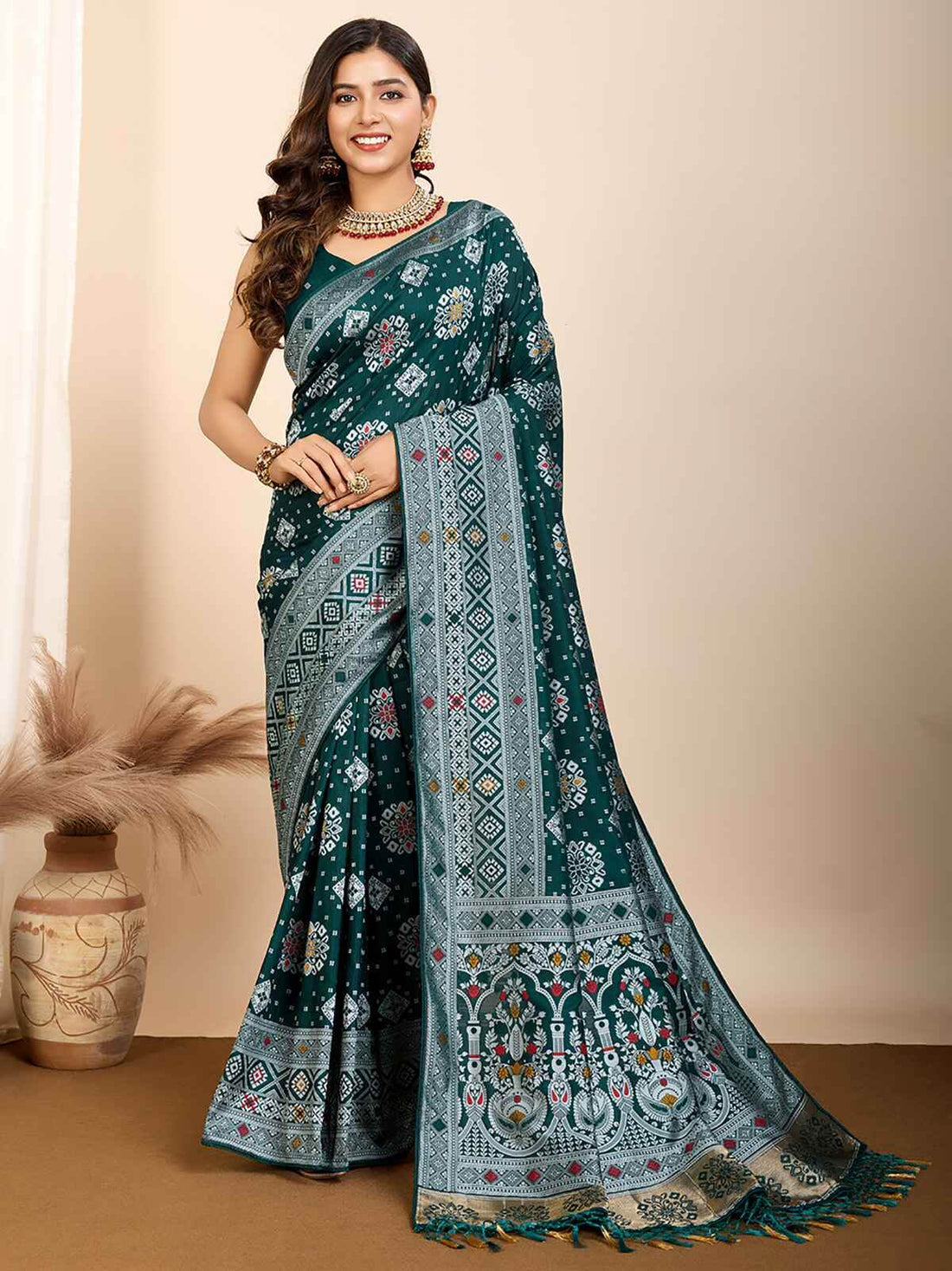 Lovely Green Zari Weaving Silk Traditional Saree With Blouse - Zeel Clothing