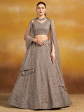 Lovely Grey Thread Embroidered Georgette Lehenga Choli With Dupatta - Zeel Clothing