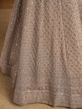 Lovely Grey Thread Embroidered Georgette Lehenga Choli With Dupatta - Zeel Clothing