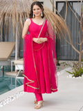 Lovely Hot Pink Chanderi Silk Anarkali Suit With Lace Work Dupatta - Zeel Clothing