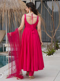 Lovely Hot Pink Chanderi Silk Anarkali Suit With Lace Work Dupatta - Zeel Clothing
