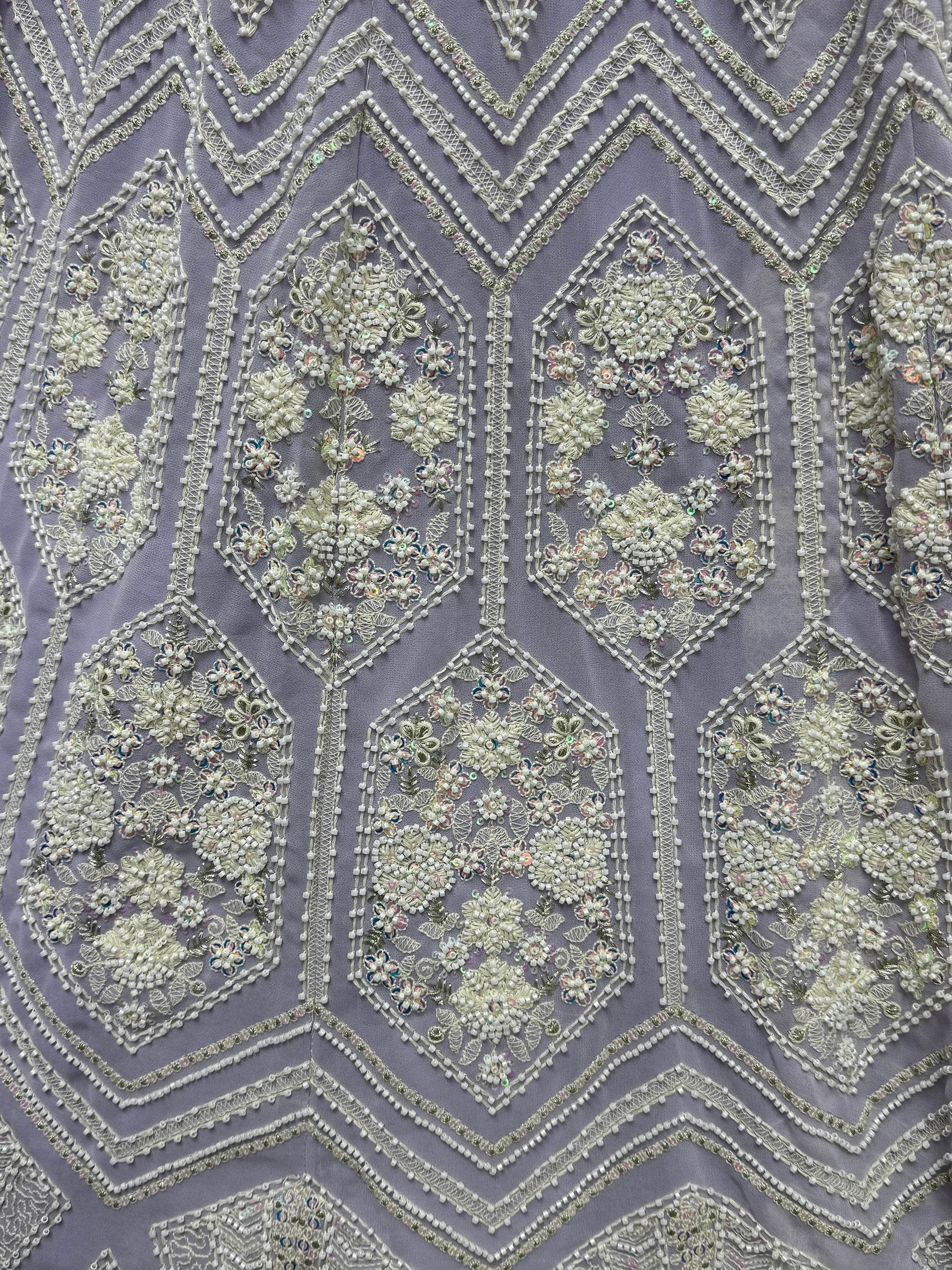 Lovely Lavender Thread Work Georgette Wedding Lehenga Choli - Zeel Clothing