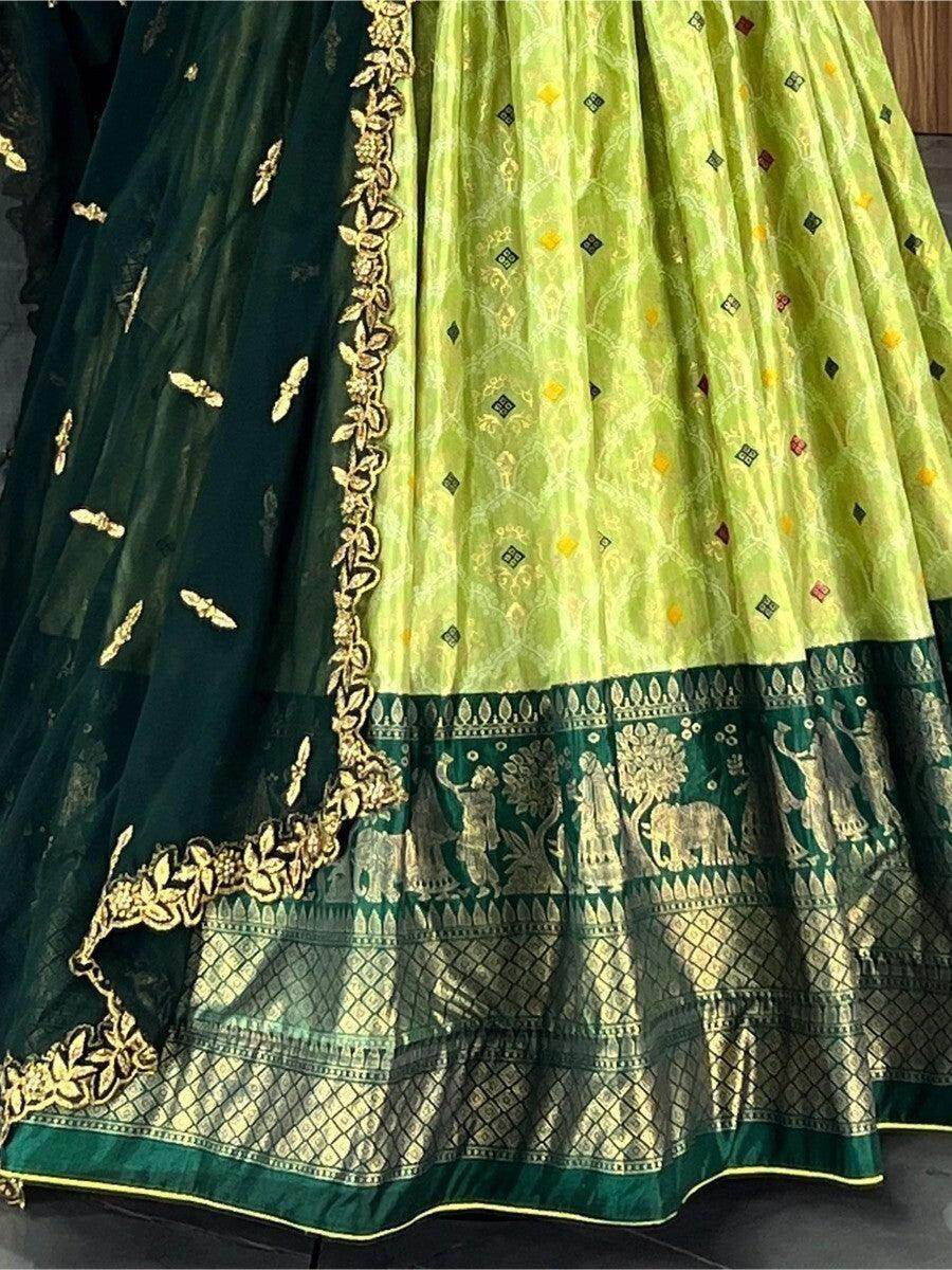 Lovely Light Green Dolla Silk Bandhani Print Lehenga Choli With Dupatta - Zeel Clothing