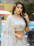 Lovely Light Grey Sequins Silk Bridesmaid Lehenga Choli With Dupatta - Zeel Clothing