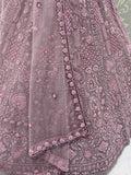Lovely Lilac Thread Embroidered Net Monochrome Lehenga Choli With Dupatta - Zeel Clothing