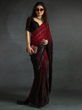 Lovely Maroon Border Work Satin Wedding Wear Pre-Stitched Saree - Zeel Clothing