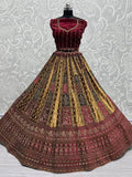 Lovely Maroon Dori Work Velvet Lehenga Choli With Double Dupatta - Zeel Clothing