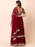 Lovely Maroon Sequins Georgette Designer Lehenga Choli With Dupatta - Zeel Clothing