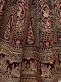 Lovely Maroon Sequins Velvet Bridal Lehenga Choli With Double Dupatta - Zeel Clothing