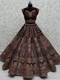 Lovely Maroon Sequins Velvet Bridal Lehenga Choli With Double Dupatta - Zeel Clothing
