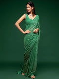 Lovely Mint Green Sequined Georgette Party Wear Saree - Zeel Clothing