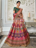 Lovely Multi-Color Zari Weaving Banarasi Silk Lehenga Choli With Dupatta - Zeel Clothing
