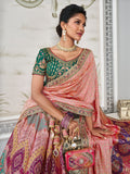 Lovely Multi-Color Zari Weaving Banarasi Silk Lehenga Choli With Dupatta - Zeel Clothing