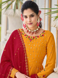 Lovely Mustard Sequins Georgette Traditional Salwar Kameez - Zeel Clothing