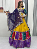 Lovely Mustard Yellow Embroidered Cotton Navratri Wear Lehenga Choli - Zeel Clothing