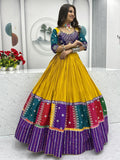 Lovely Mustard Yellow Embroidered Cotton Navratri Wear Lehenga Choli - Zeel Clothing