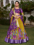 Lovely Mustard Yellow Kalamkari Printed Silk Festival Wear Lehenga Choli - Zeel Clothing