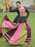 Lovely Muti-Color Rayon Festive Wear Lehenga With Gamthi Work Peplum Top - Zeel Clothing