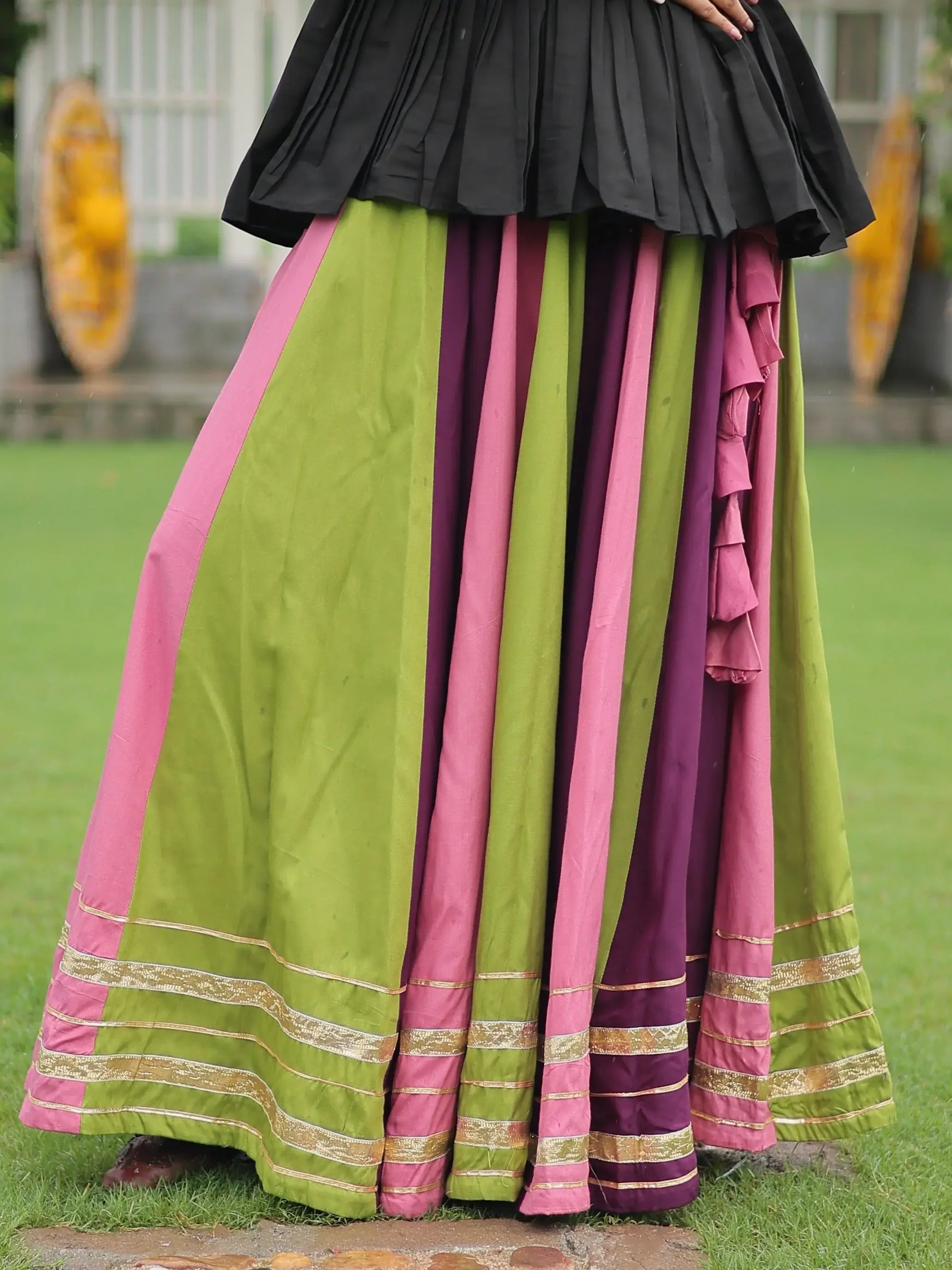 Lovely Muti-Color Rayon Festive Wear Lehenga With Gamthi Work Peplum Top - Zeel Clothing