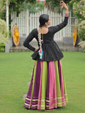 Lovely Muti-Color Rayon Festive Wear Lehenga With Gamthi Work Peplum Top - Zeel Clothing
