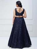 Lovely Navy Blue Sequins Georgette Engagement Wear Lehenga Choli - Zeel Clothing