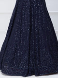 Lovely Navy Blue Sequins Georgette Engagement Wear Lehenga Choli - Zeel Clothing