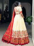 Lovely Off-White Digital Printed Tussar Silk Festival Wear Lehenga Choli - Zeel Clothing