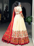 Lovely Off-White Digital Printed Tussar Silk Festival Wear Lehenga Choli - Zeel Clothing
