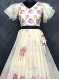 Lovely Off-White Floral Printed Organza Festival Wear Crop Top Lehenga - Zeel Clothing