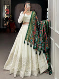 Lovely Off-White Mirror Work Georgette Traditional Lehenga Choli - Zeel Clothing