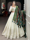 Lovely Off-White Mirror Work Georgette Traditional Lehenga Choli - Zeel Clothing