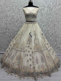 Lovely Off-White Sequins Net Wedding Lehenga Choli With Dupatta - Zeel Clothing