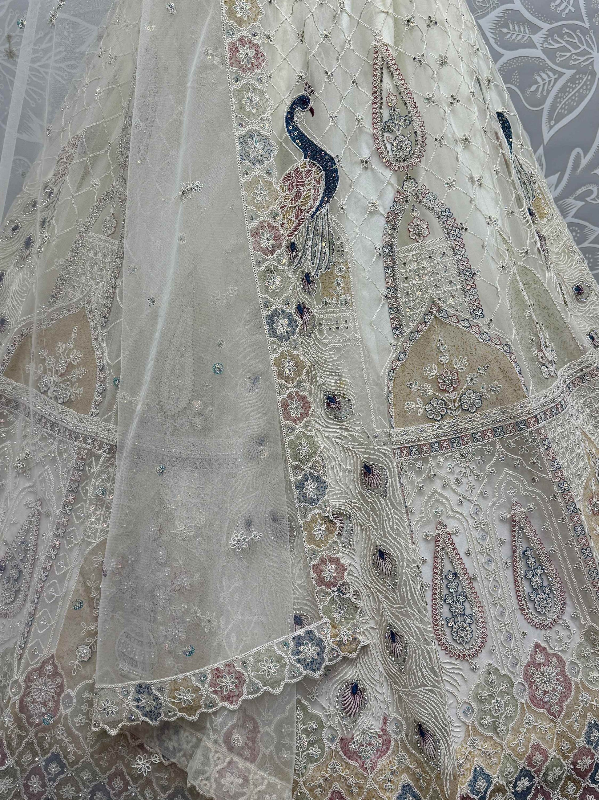 Lovely Off-White Sequins Net Wedding Lehenga Choli With Dupatta - Zeel Clothing