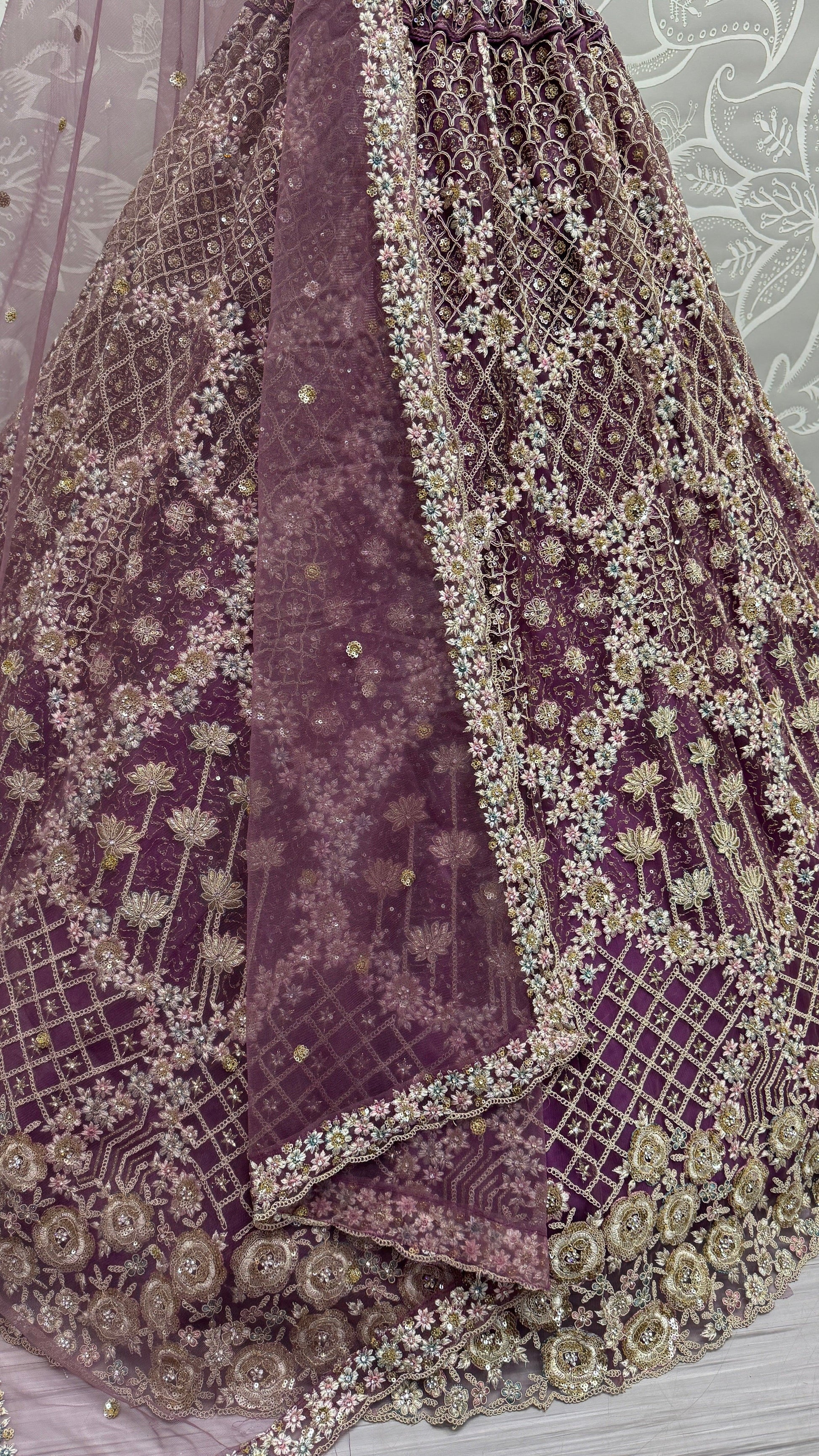 Lovely Pink Dori Embroidered Net Bridesmaid Lehenga Choli With Dupatta - Zeel Clothing