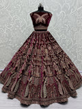 Lovely Pink Dori Work Velvet Bridal Lehenga Choli With Double Dupatta - Zeel Clothing