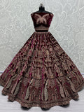 Lovely Pink Dori Work Velvet Bridal Lehenga Choli With Double Dupatta - Zeel Clothing